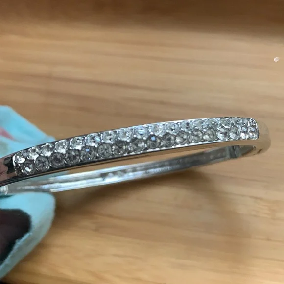Swarovski Crystal Pave Silver Bangle Bracelet - Picture 5 of 9